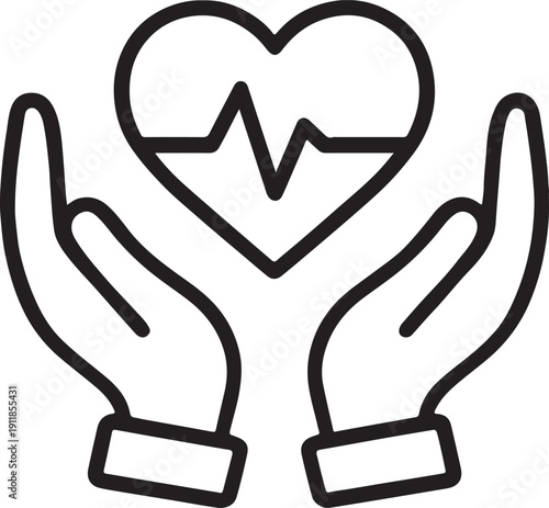 Hands holding heart icon for corporate social responsibility and secure community healthcare support solutions