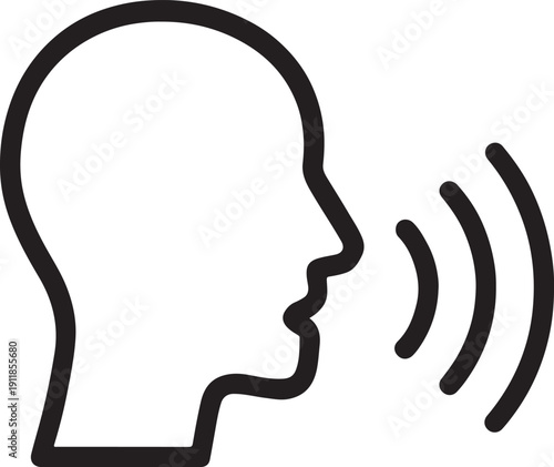 User head with signal waves icon for professional communication security and corporate data transmission