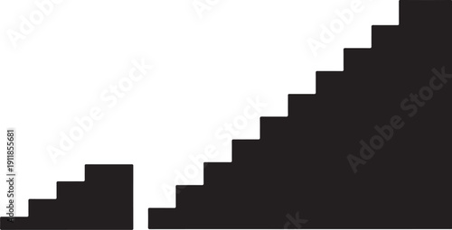 Geometric shapes forming contrasting black and white staircase pattern