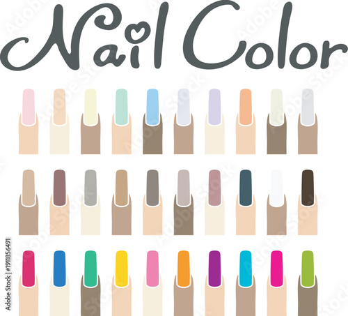 ネイルチップの色見本（パステルカラー、ナチュラルカラー、ビビットカラー）