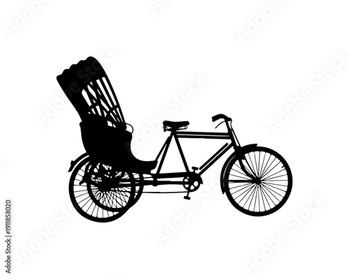 Vintage Rickshaw Bicycle Illustration