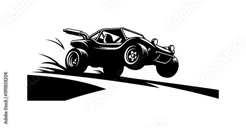 Dune Buggy Jumping Over Cliff Edge