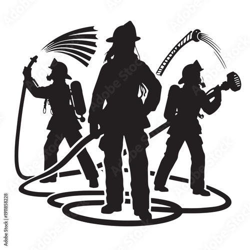 Black Fire rescue Silhouette Vector, High Quality Illustration on White Background