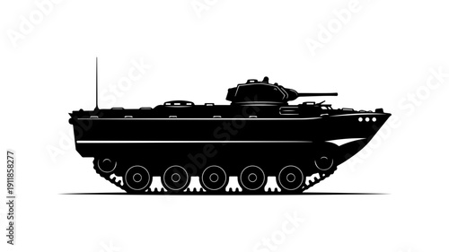Side View Illustration of a Military Amphibious Tank