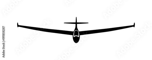 Minimalist Glider Aircraft Silhouette Vector Art