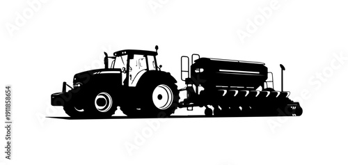 Modern Agricultural Tractor with Seed Drill Implements