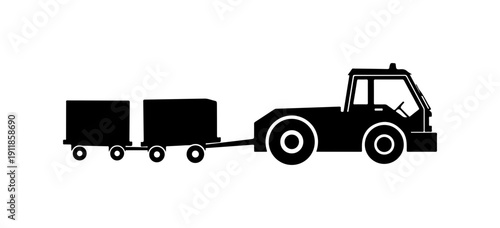 Tractor Hauling Heavy Loads with Flatbed Trailer