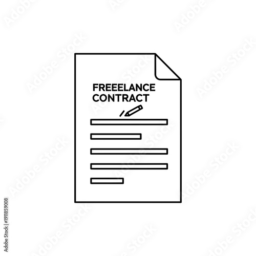 Freelance Contract Agreement Icon with Line Outline Design