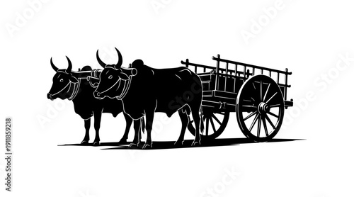 Traditional Ox-Cart with Two Oxen