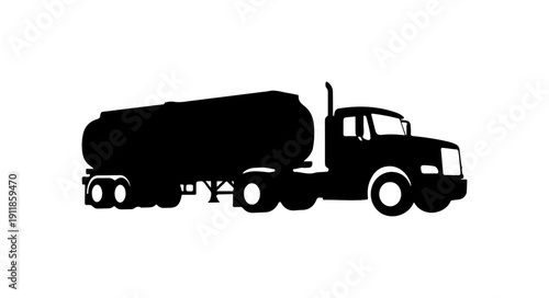 Black Silhouette Tanker Truck Vector Illustration