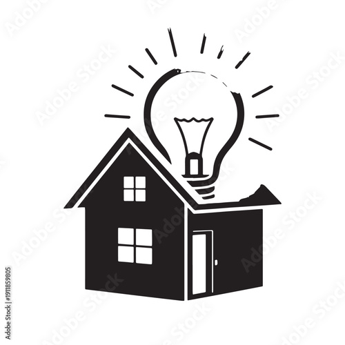 Black Fixing bulb home Silhouette Vector, High Quality Illustration on White Background
