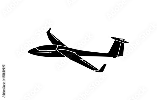 Modern Glider Aircraft Silhouette Vector Illustration