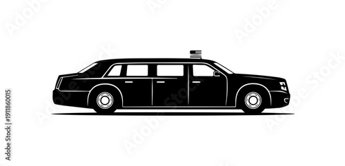 Elegant Black Stretch Limousine Vector Illustration