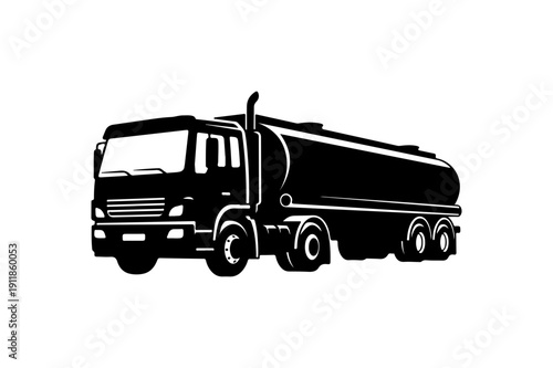 Black Tanker Truck Vector Illustration