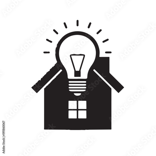 Black Fixing bulb home Silhouette Vector, High Quality Illustration on White Background