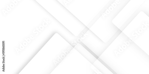 Abstract white background design with layers of textured white transparent material in triangle and squares shapes. White color technology concept geometric line vector white light grey background.