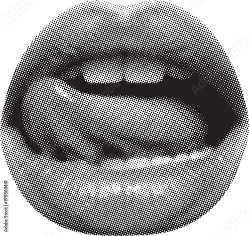 Halftone pattern illustration with oval shape and gradient effect