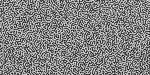Abstract truing organic wallpaper Turing reaction diffusion monochrome seamless pattern with chaotic motion. Generative algorithm psychedelic background. Reaction-diffusion Organic lines.