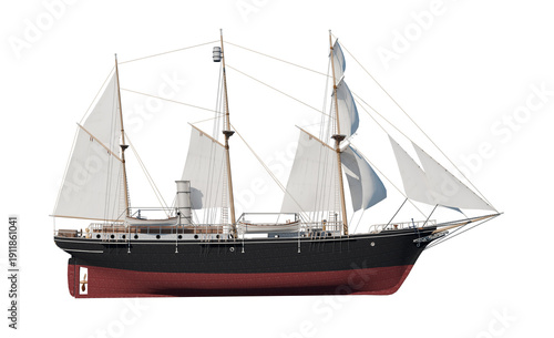 Fotografie Side view historic polar exploration ship handcrafted interpretation of Enduranc