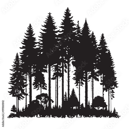 Black Forest protection Silhouette Vector, High Quality Illustration on White Background