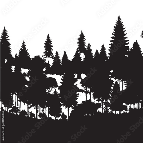Black Forest protection Silhouette Vector, High Quality Illustration on White Background