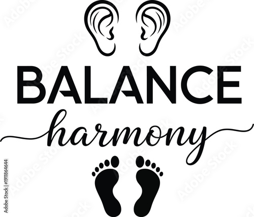 Balance and harmony logo with ears and footprints.