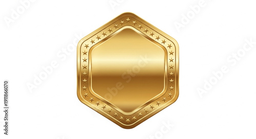 Golden Hexagonal Badge Icon Design.