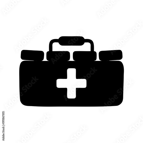 Simple black first aid kit icon or symbol on a white background