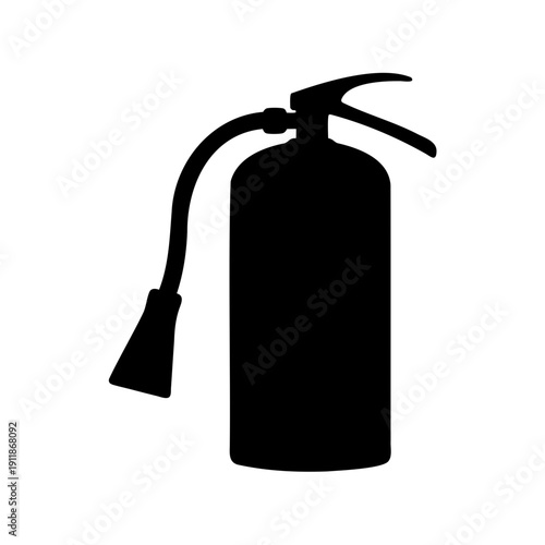 Black silhouette of a portable fire extinguisher for emergency situations