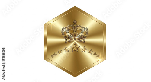 Golden Hexagon Badge with Crown.