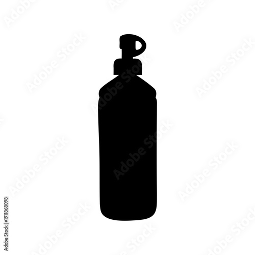 Black silhouette of a water bottle with drinking spout ready to use