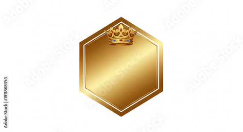 Golden Hexagon Badge with Crown.
