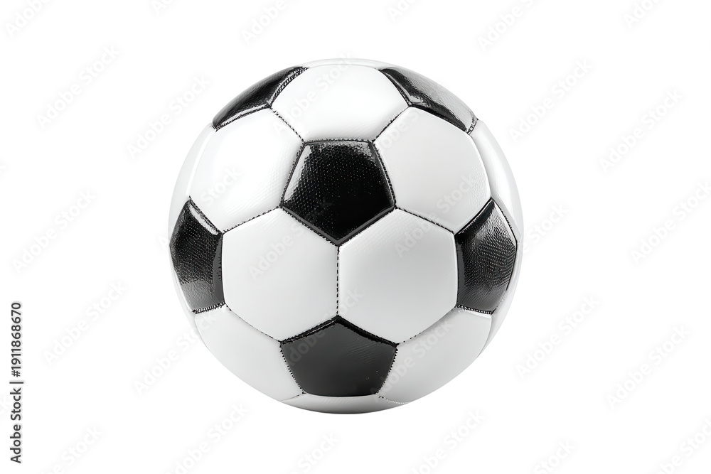 Fototapeta premium Soccer ball placed on a flat surface with a white background for a clear view of the design and texture on transparent background