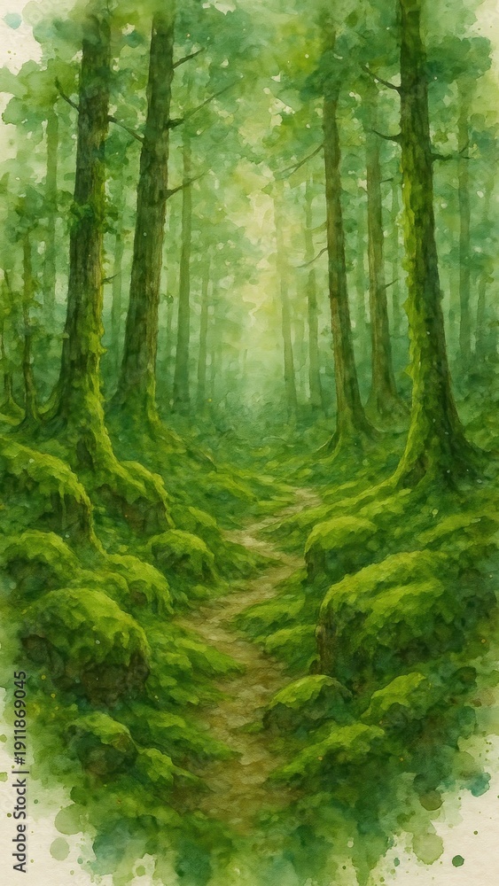 Fototapeta premium Serene lush forest path mobile wallpaper