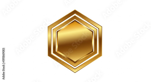 Golden Hexagon Icon with Layers.
