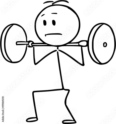 Stickman Character Doing Squat with Barbell