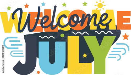 Happy July 4th Greeting with Festive Fireworks and Nautical Elements - A Cheerful Welcome to Summer