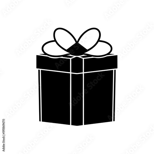 Elegant black gift box with decorative bow ribbon on top