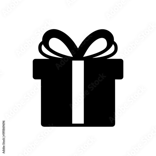 A stylish black gift box with a decorative ribbon bow on top