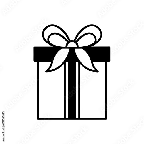 Elegant gift box with decorative bow ribbon on white background