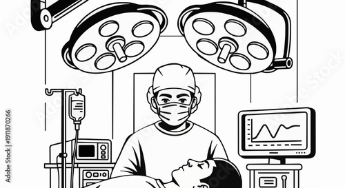 Vector ilustration of Surgeon on the surgery room