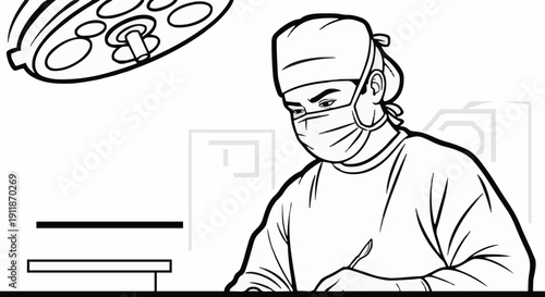 Vector ilustration of Surgeon on the surgery room