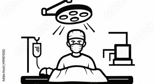 Vector ilustration of Surgeon on the surgery room