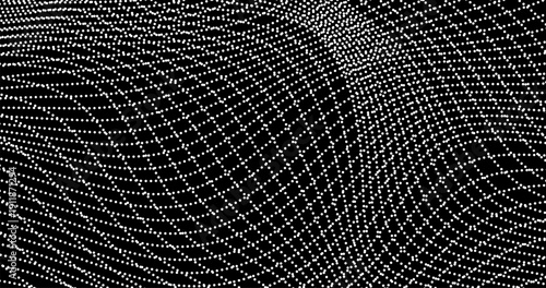 Array with Dot particles 3d Grid in technology style