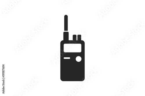 A simple black walkie-talkie icon on a white background