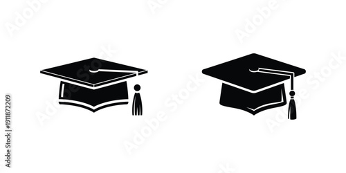 Graduation cap icons for education and academic achievements