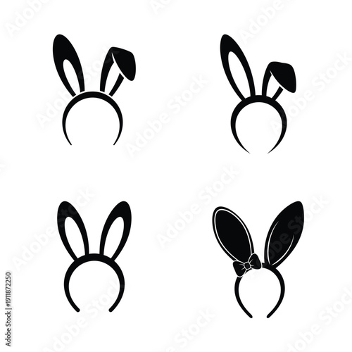 Black bunny ears headbands for cosplay and party