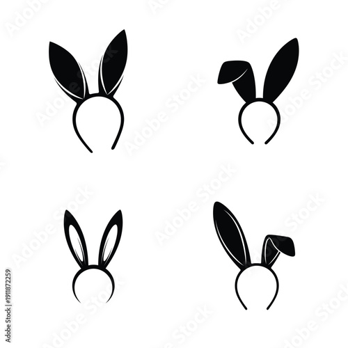Black bunny ears headbands in four different styles