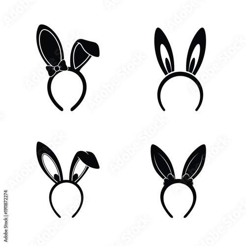 Four different bunny ears headbands illustration