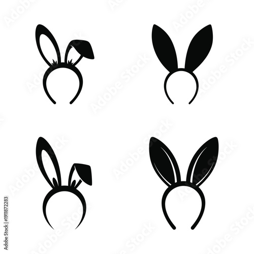 Black bunny ears headbands for cosplay and party